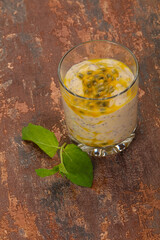 Pudding with chia and passion fruit