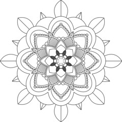 Easy Mandala coloring book simple and basic for beginners, seniors and children. Set of Mehndi flower pattern for Henna drawing and tattoo. Decoration in ethnic oriental, Indian style.