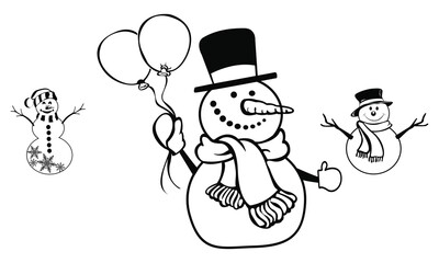 Snowman Vector Illustration Silhouette