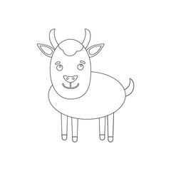 Coloring Page Outline of cartoon goat. Farm animals. Coloring book for kids.