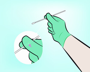 Step 3 : Hold the swab in your hand, placing your thumb and forefinger in the middle of the swab shaft across the scoreline.