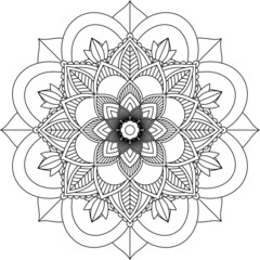 Easy Mandala coloring book simple and basic for beginners, seniors and children. Set of Mehndi flower pattern for Henna drawing and tattoo. Decoration in ethnic oriental, Indian style.