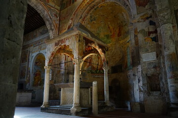 Fototapeta na wymiar San Pietro Gothic church inside view, Tuscania, Viterbo, Lazio, Italy