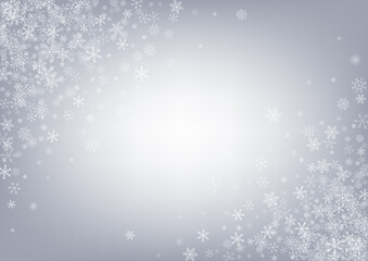 Fototapeta premium Gray Snow Vector Gray Background. Light Snowfall 