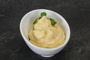 Hummus snack with olive oil