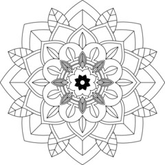 Easy Mandala coloring book simple and basic for beginners, seniors and children. Set of Mehndi flower pattern for Henna drawing and tattoo. Decoration in ethnic oriental, Indian style.
