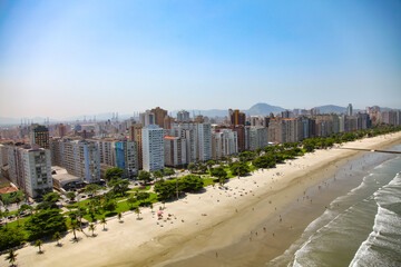 Aerial view of Santos city waterfront in Brazil
