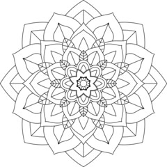 Easy Mandala coloring book simple and basic for beginners, seniors and children. Set of Mehndi flower pattern for Henna drawing and tattoo. Decoration in ethnic oriental, Indian style.
