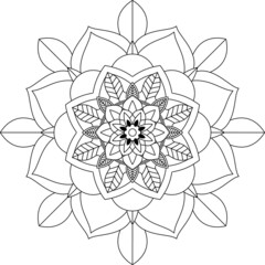 Easy Mandala coloring book simple and basic for beginners, seniors and children. Set of Mehndi flower pattern for Henna drawing and tattoo. Decoration in ethnic oriental, Indian style.