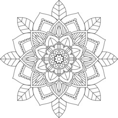 Easy Mandala coloring book simple and basic for beginners, seniors and children. Set of Mehndi flower pattern for Henna drawing and tattoo. Decoration in ethnic oriental, Indian style.
