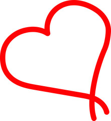 Red heart - outline drawing for an emblem or logo. Template for greeting card for Valentine's Day.