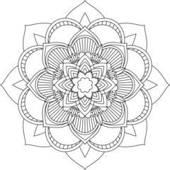 Easy Mandala coloring book simple and basic for beginners, seniors and children. Set of Mehndi flower pattern for Henna drawing and tattoo. Decoration in ethnic oriental, Indian style.