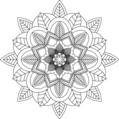 Easy Mandala coloring book simple and basic for beginners, seniors and children. Set of Mehndi flower pattern for Henna drawing and tattoo. Decoration in ethnic oriental, Indian style.