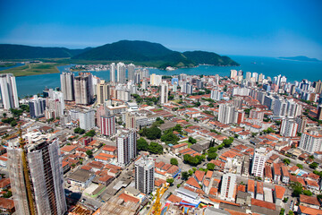 Fototapeta na wymiar Aerial view of Santos city waterfront in Brazil