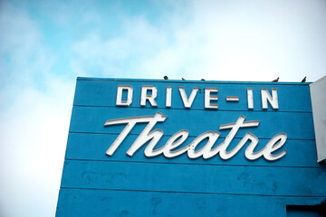 Vintage neon drive-in theater sign