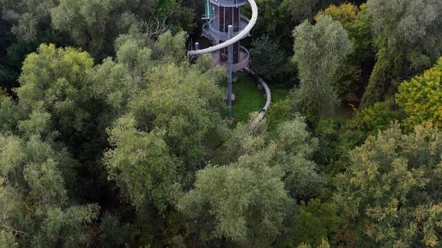 Canopy walkway in Mako city Hungary. Next to Maros river. built to showcase floodplain environment and wildlife