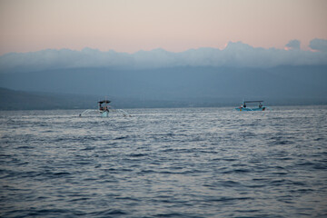 Fototapeta premium fishing at sunset