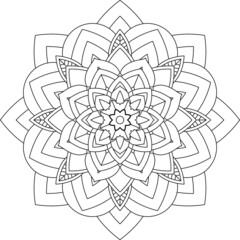 Easy Mandala coloring book simple and basic for beginners, seniors and children. Set of Mehndi flower pattern for Henna drawing and tattoo. Decoration in ethnic oriental, Indian style.