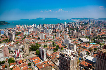 Obraz premium Aerial view of Santos city waterfront in Brazil