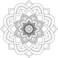 Easy Mandala coloring book simple and basic for beginners, seniors and children. Set of Mehndi flower pattern for Henna drawing and tattoo. Decoration in ethnic oriental, Indian style.