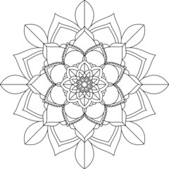 Easy Mandala coloring book simple and basic for beginners, seniors and children. Set of Mehndi flower pattern for Henna drawing and tattoo. Decoration in ethnic oriental, Indian style.