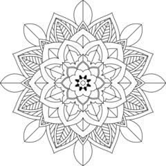 Easy Mandala coloring book simple and basic for beginners, seniors and children. Set of Mehndi flower pattern for Henna drawing and tattoo. Decoration in ethnic oriental, Indian style.