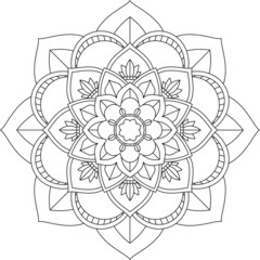 Easy Mandala coloring book simple and basic for beginners, seniors and children. Set of Mehndi flower pattern for Henna drawing and tattoo. Decoration in ethnic oriental, Indian style.