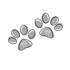 Print Hand drawing animal paw silhouette. Vector illustration art.