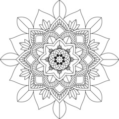 Easy Mandala coloring book simple and basic for beginners, seniors and children. Set of Mehndi flower pattern for Henna drawing and tattoo. Decoration in ethnic oriental, Indian style.