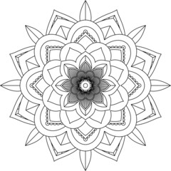 Easy Mandala coloring book simple and basic for beginners, seniors and children. Set of Mehndi flower pattern for Henna drawing and tattoo. Decoration in ethnic oriental, Indian style.