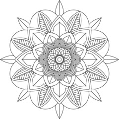 Easy Mandala coloring book simple and basic for beginners, seniors and children. Set of Mehndi flower pattern for Henna drawing and tattoo. Decoration in ethnic oriental, Indian style.