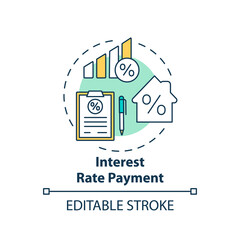 Interest rate payment concept icon. Mortgage payment element idea thin line illustration. Loan paid percentage. Home loan. Vector isolated outline RGB color drawing. Editable stroke