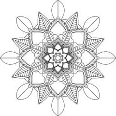 Easy Mandala coloring book simple and basic for beginners, seniors and children. Set of Mehndi flower pattern for Henna drawing and tattoo. Decoration in ethnic oriental, Indian style.