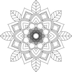Easy Mandala coloring book simple and basic for beginners, seniors and children. Set of Mehndi flower pattern for Henna drawing and tattoo. Decoration in ethnic oriental, Indian style.