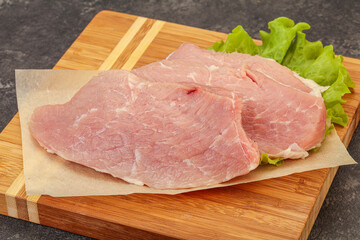Raw pork steak for cooking