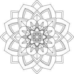 Easy Mandala coloring book simple and basic for beginners, seniors and children. Set of Mehndi flower pattern for Henna drawing and tattoo. Decoration in ethnic oriental, Indian style.