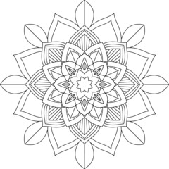 Easy Mandala coloring book simple and basic for beginners, seniors and children. Set of Mehndi flower pattern for Henna drawing and tattoo. Decoration in ethnic oriental, Indian style.