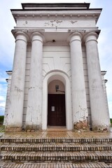 Kachanivka, Ukraine - June 2020: St. George Church in Kachanivka near the Tarnovsky palace. Ukrainian heritage, tourist attractions.