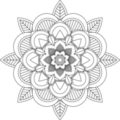 Easy Mandala coloring book simple and basic for beginners, seniors and children. Set of Mehndi flower pattern for Henna drawing and tattoo. Decoration in ethnic oriental, Indian style.