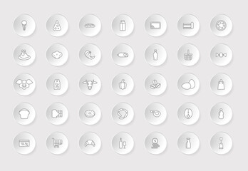Grocery store icons set. Monochrome vector outline isolated illustration.