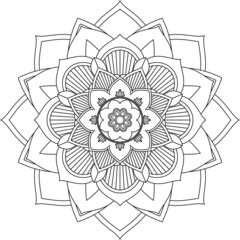 Easy Mandala coloring book simple and basic for beginners, seniors and children. Set of Mehndi flower pattern for Henna drawing and tattoo. Decoration in ethnic oriental, Indian style.
