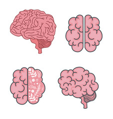 brain icon set design, Mental health mind science intelligence idea medical and education theme Vector illustration