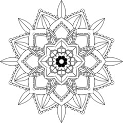 Easy Mandala coloring book simple and basic for beginners, seniors and children. Set of Mehndi flower pattern for Henna drawing and tattoo. Decoration in ethnic oriental, Indian style.