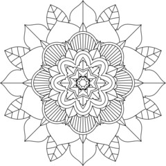 Easy Mandala coloring book simple and basic for beginners, seniors and children. Set of Mehndi flower pattern for Henna drawing and tattoo. Decoration in ethnic oriental, Indian style.