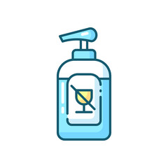 Alcohol free sanitizer blue RGB color icon. Antibacterial liquid soap for personal hygiene. Disinfectant medical gel. Non alcoholic hand lotion. Pharmaceutical product. Isolated vector illustration