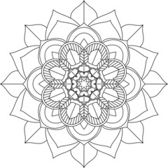 Easy Mandala coloring book simple and basic for beginners, seniors and children. Set of Mehndi flower pattern for Henna drawing and tattoo. Decoration in ethnic oriental, Indian style.