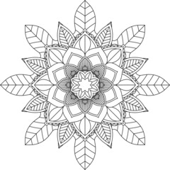 Easy Mandala coloring book simple and basic for beginners, seniors and children. Set of Mehndi flower pattern for Henna drawing and tattoo. Decoration in ethnic oriental, Indian style.
