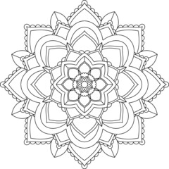 Easy Mandala coloring book simple and basic for beginners, seniors and children. Set of Mehndi flower pattern for Henna drawing and tattoo. Decoration in ethnic oriental, Indian style.