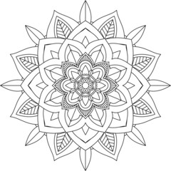 Easy Mandala coloring book simple and basic for beginners, seniors and children. Set of Mehndi flower pattern for Henna drawing and tattoo. Decoration in ethnic oriental, Indian style.