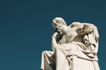 Statue of the ancient Greek philosopher Socrates in Athens, Greece, October 9 2020.